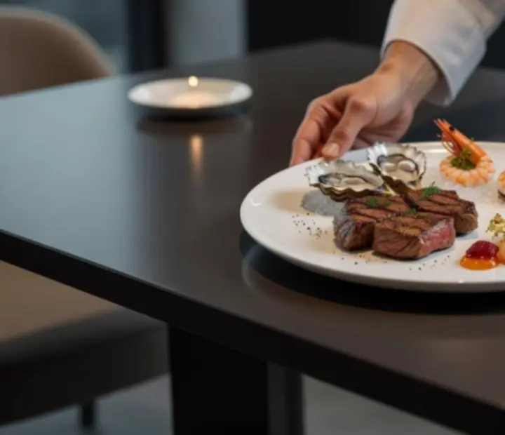 Gondosan tálalt séfajánlat modern, elegáns ételkombinációkkal